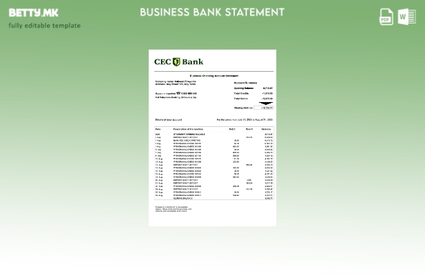 модерен стил Романија CEC деловна фирма изјава Шаблон Word и PDF формат